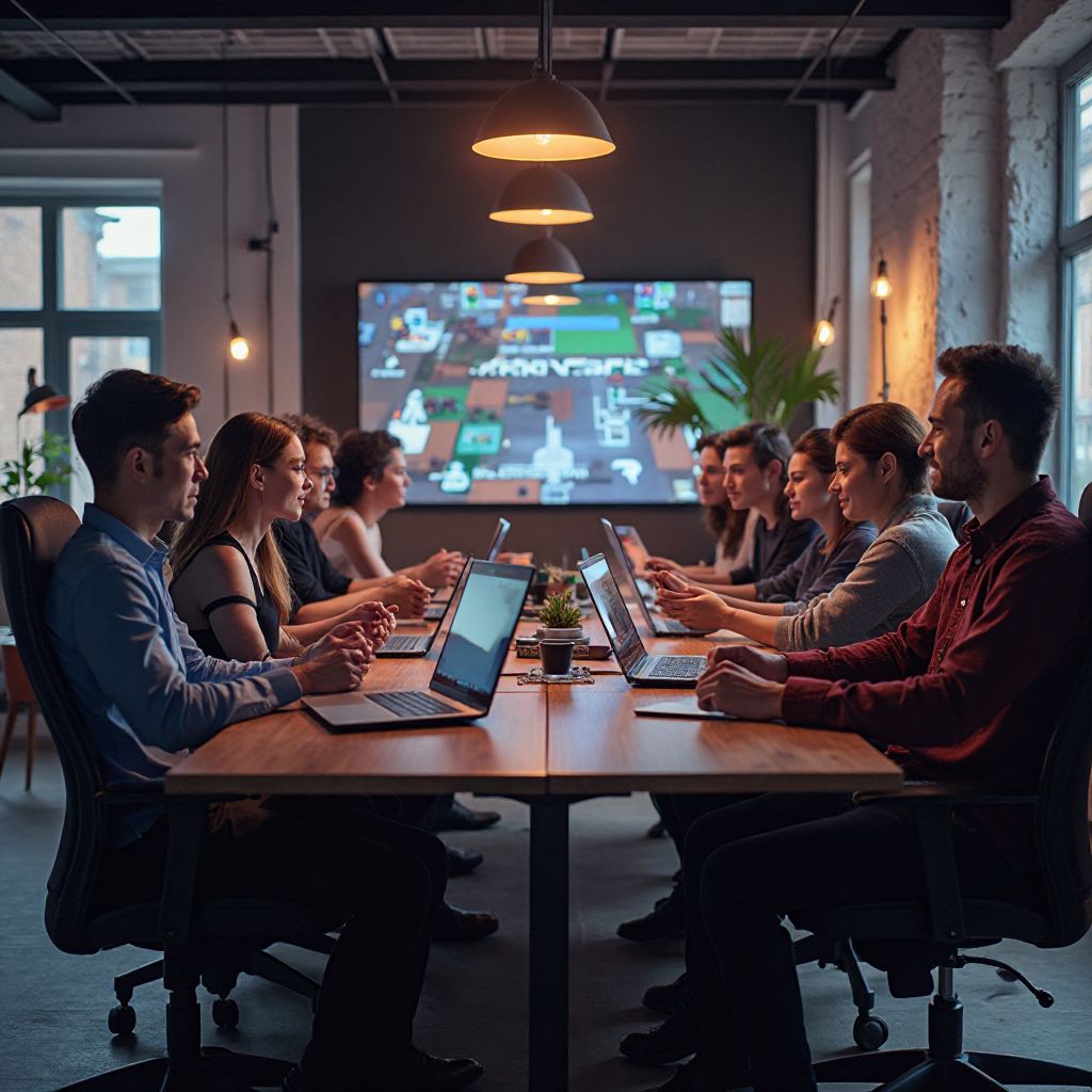 Community meeting with indie developers discussing showcase opportunities