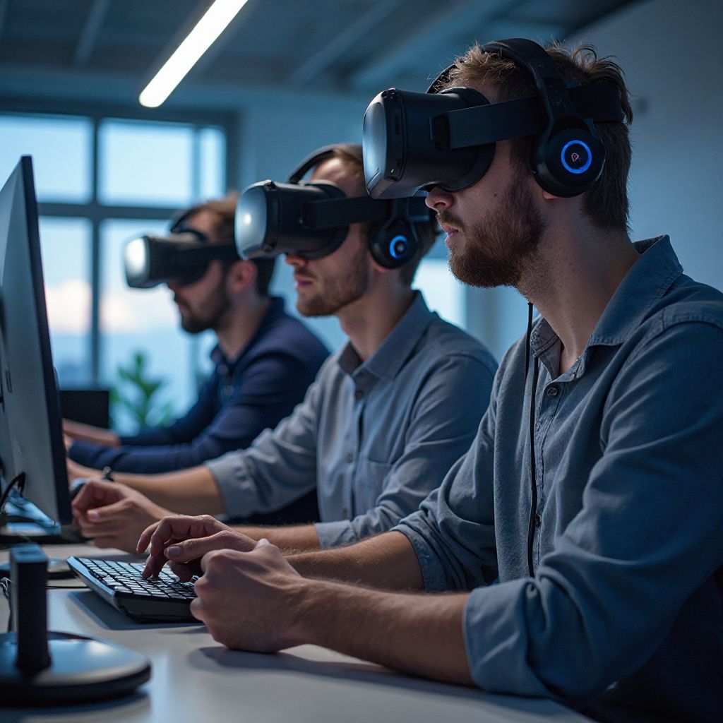 VR technology testing session with advanced gaming equipment